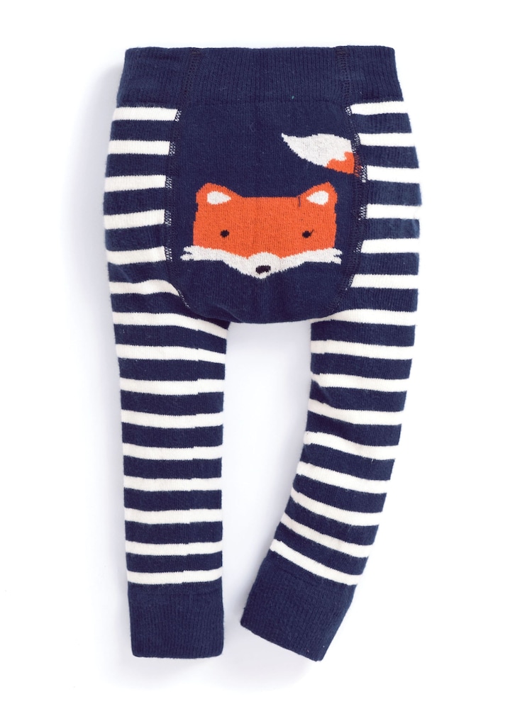 JoJo Maman Bébé Navy Fox Knitted Leggings - Image 3 of 3