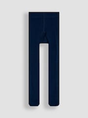 JoJo Maman Bébé Navy Blue Cotton Rich Cable Tights - Image 2 of 3