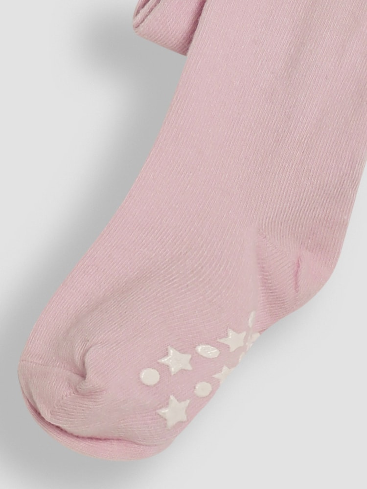 JoJo Maman Bébé Pale Pink Cotton Rich Plain Tights - Image 3 of 3