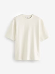 Ecru Texture Textured Relaxed Heavyweight 100% Cotton T-Shirt - Image 5 of 7