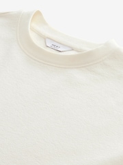Ecru Texture Textured Relaxed Heavyweight 100% Cotton T-Shirt - Image 6 of 7