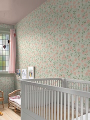 Cath Kidston Sage Strawberry 10M Wallpaper - Image 1 of 5
