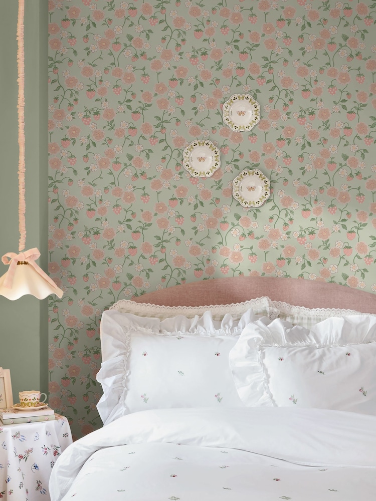 Cath Kidston Sage Strawberry 10M Wallpaper - Image 5 of 5