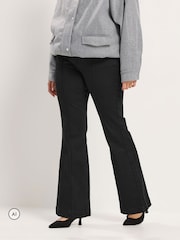 Yours Curve Black Pintuck Flared Denim Jeans - Image 1 of 6