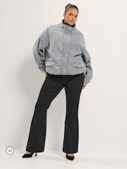 Yours Curve Black Pintuck Flared Denim Jeans - Image 2 of 6