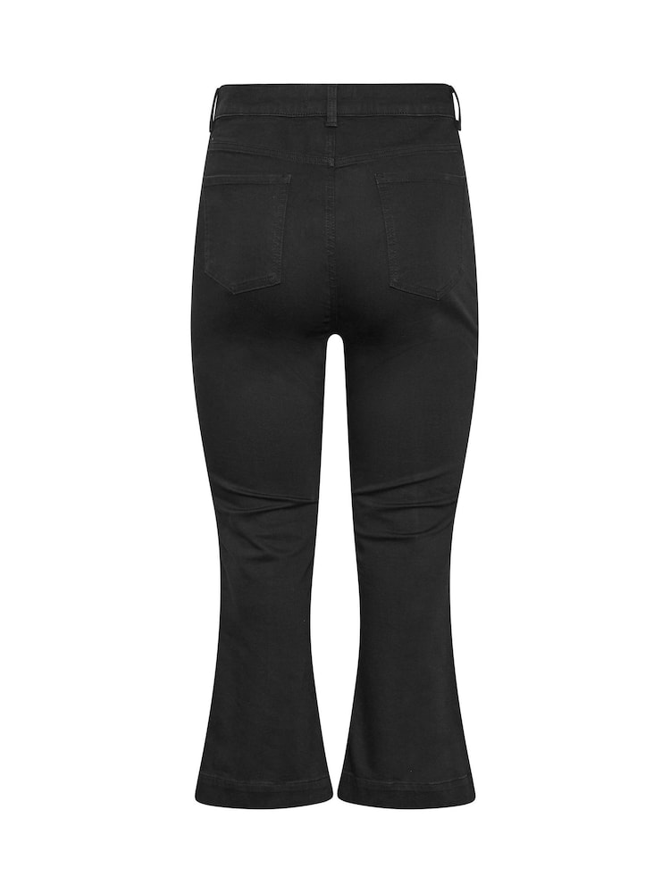 Yours Curve Black Pintuck Flared Denim Jeans - Image 6 of 6