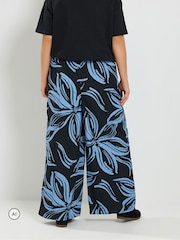 Yours Curve Black Floral Wide Leg Trousers - Image 2 of 6