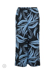 Yours Curve Black Floral Wide Leg Trousers - Image 5 of 6
