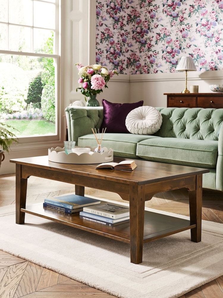 Laura Ashley Dark Chestnut Garrat Rectangular Coffee Table - Image 1 of 7