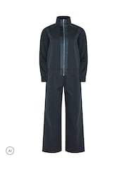 Bleu - PixieGirl Petite Satin Trim Wide Leg Trousers & Jacket Set - Image 6 sur 7