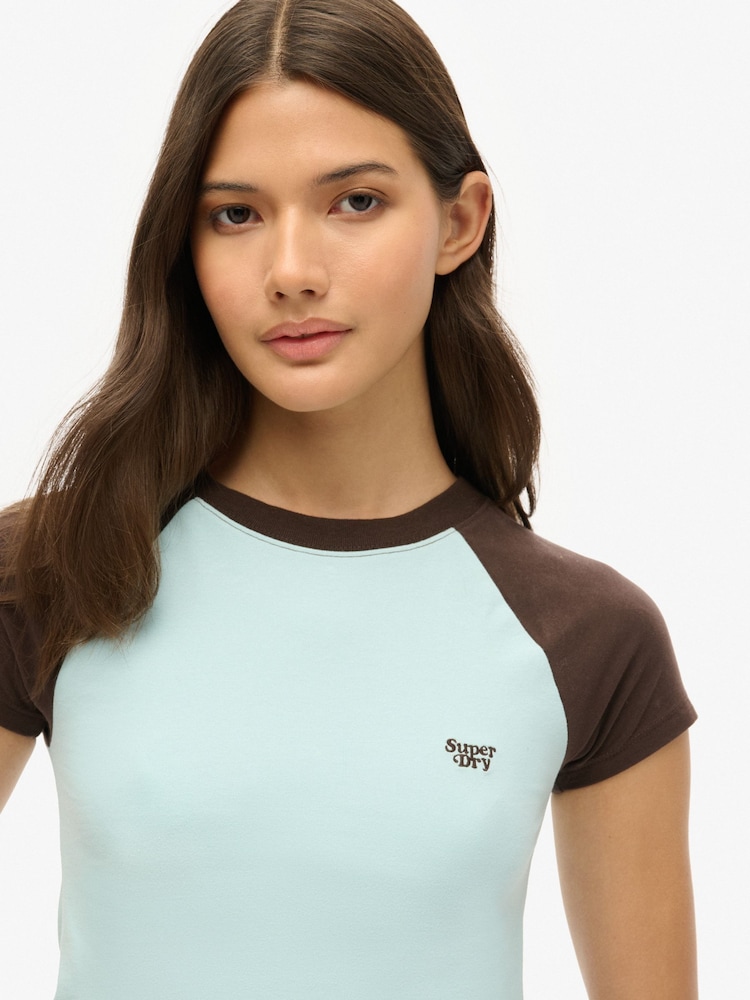 SUPERDRY Blue Crop Baseball Top - Image 3 of 3