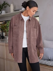 Mauve Purple Corduroy Lightweight Shacket - Image 2 of 6
