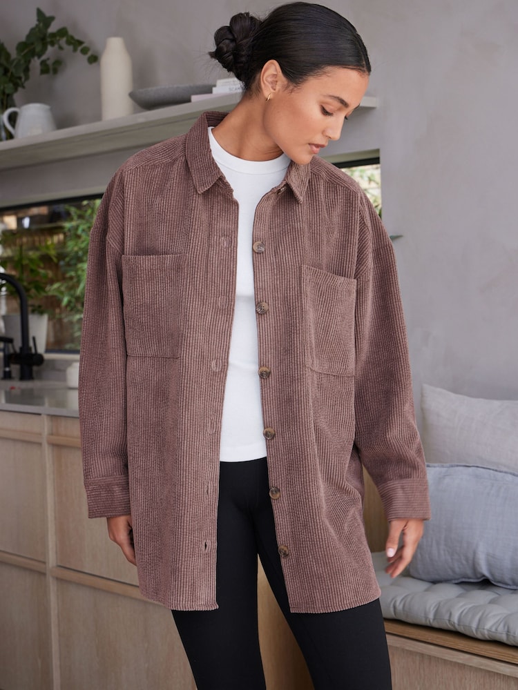 Mauve Purple Corduroy Lightweight Shacket - Image 2 of 6
