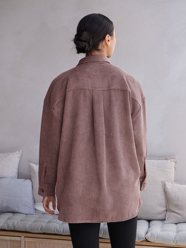 Mauve Purple Corduroy Lightweight Shacket - Image 3 of 6