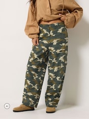 PixieGirl Petite Green Twill Camo Cargo Trousers - Image 1 of 6