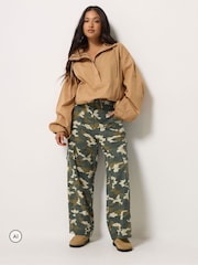 PixieGirl Petite Green Twill Camo Cargo Trousers - Image 2 of 6
