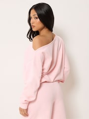 PixieGirl Petite Pink Off Shoulder Sweatshirt - Image 3 of 6
