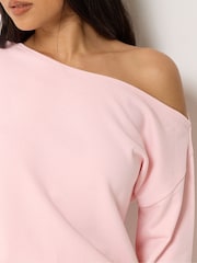PixieGirl Petite Pink Off Shoulder Sweatshirt - Image 4 of 6
