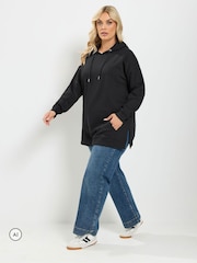 Yours Curve Black Drawstring Hoodie - Image 2 of 6