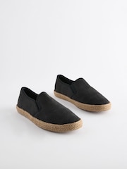 Black Textured Espadrilles - Image 2 of 6