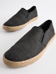 Black Textured Espadrilles - Image 4 of 6