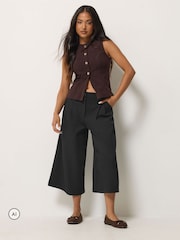 PixieGirl Petite Black Wide Leg Culottes - Image 1 of 6