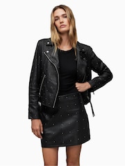 AllSaints Dalby Pinstud Biker Jacket - Image 1 of 6
