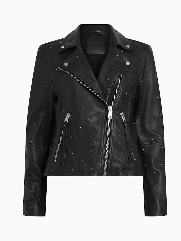 AllSaints Dalby Pinstud Biker Jacket - Image 6 of 6