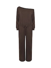 PixieGirl Petite Brown Sweat Wide Leg Jumpsuit - Image 5 of 6