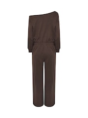 PixieGirl Petite Brown Sweat Wide Leg Jumpsuit - Image 6 of 6
