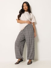 PixieGirl Petite Grey Check Crinkle Balloon Trousers - Image 1 of 6