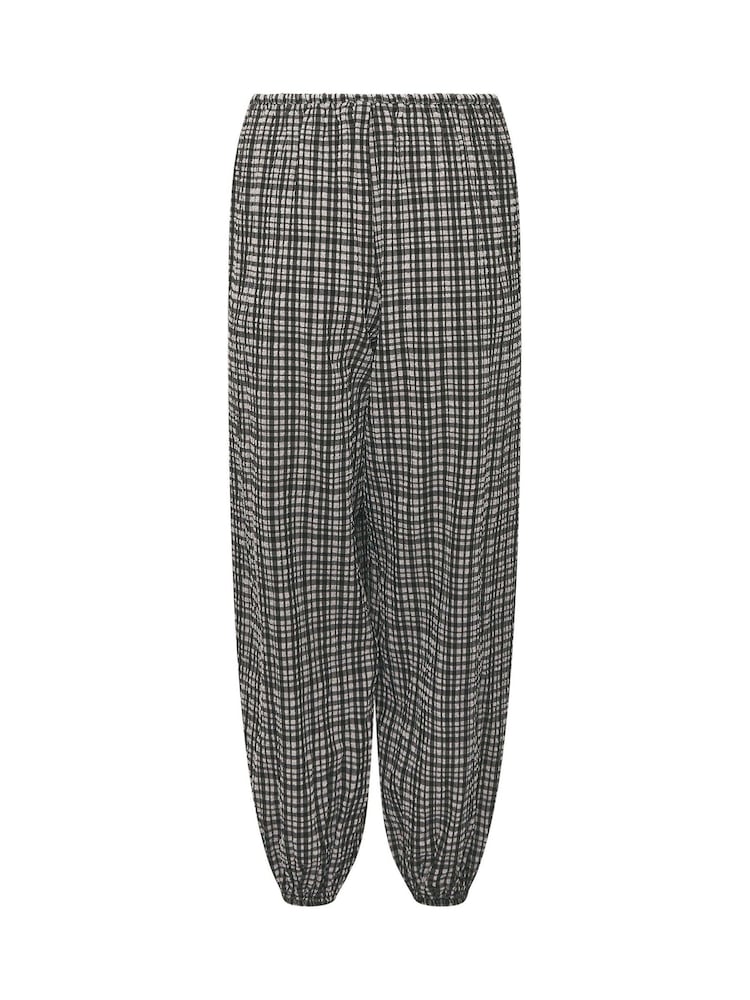 PixieGirl Petite Grey Check Crinkle Balloon Trousers - Image 6 of 6 PixieGirl Petite Grey Check Crinkle Balloon Trousers - Image 6 of 6