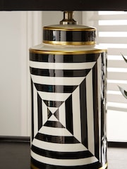 Pacific Black Optic Stripe Ceramic Table Lamp - Image 1 of 2