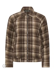 PixieGirl Petite Brown Check PU Collar Bomber Jacket - Image 5 of 6
