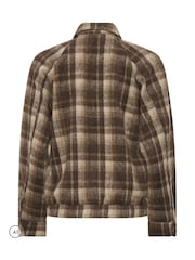 PixieGirl Petite Brown Check PU Collar Bomber Jacket - Image 6 of 6