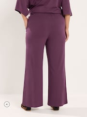 Yours Curve Purple Cotton Wide Leg Trousers - Image 3 of 6