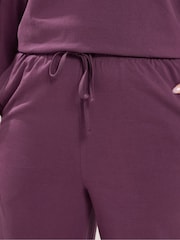 Yours Curve Purple Cotton Wide Leg Trousers - Image 4 of 6
