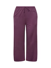 Yours Curve Purple Cotton Wide Leg Trousers - Image 5 of 6
