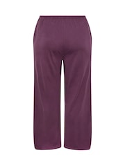Yours Curve Purple Cotton Wide Leg Trousers - Image 6 of 6