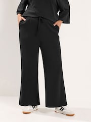 Yours Curve Black Cotton Wide Leg Trousers - Image 1 of 6