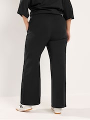 Yours Curve Black Cotton Wide Leg Trousers - Image 3 of 6