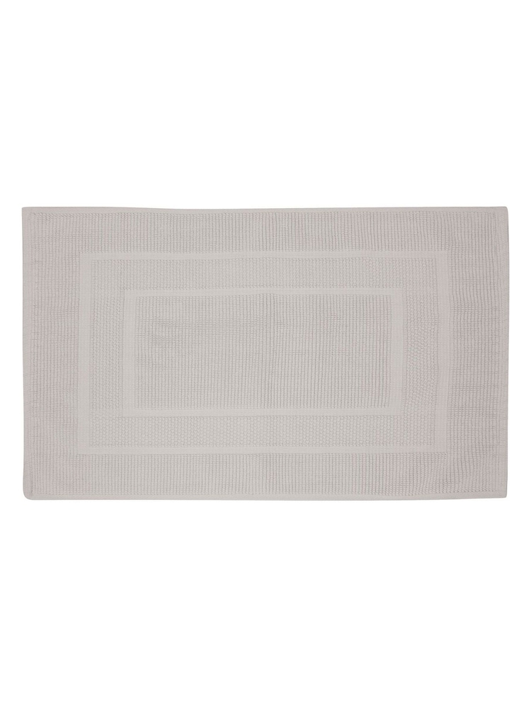 Laura Ashley Dove Grey Cotton Border 100% Cotton Bath Mat - Image 1 of 2