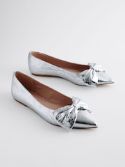 Silber - Forever Comfort® Spitze Ballerinas mit Schleife - Image 1 of 5