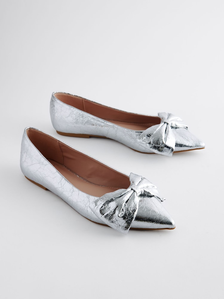 Silber - Forever Comfort® Spitze Ballerinas mit Schleife - Image 1 of 5