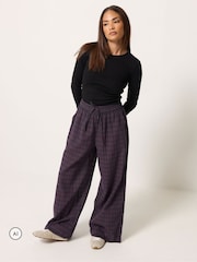 PixieGirl Petite Red Brushed Check Wide Leg Trousers - Image 1 of 6