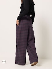 PixieGirl Petite Red Brushed Check Wide Leg Trousers - Image 3 of 6