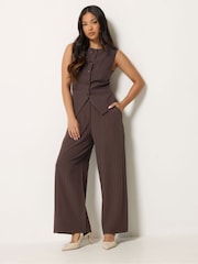 PixieGirl Petite Brown Pinstripe Button Waistcoat - Image 2 of 6