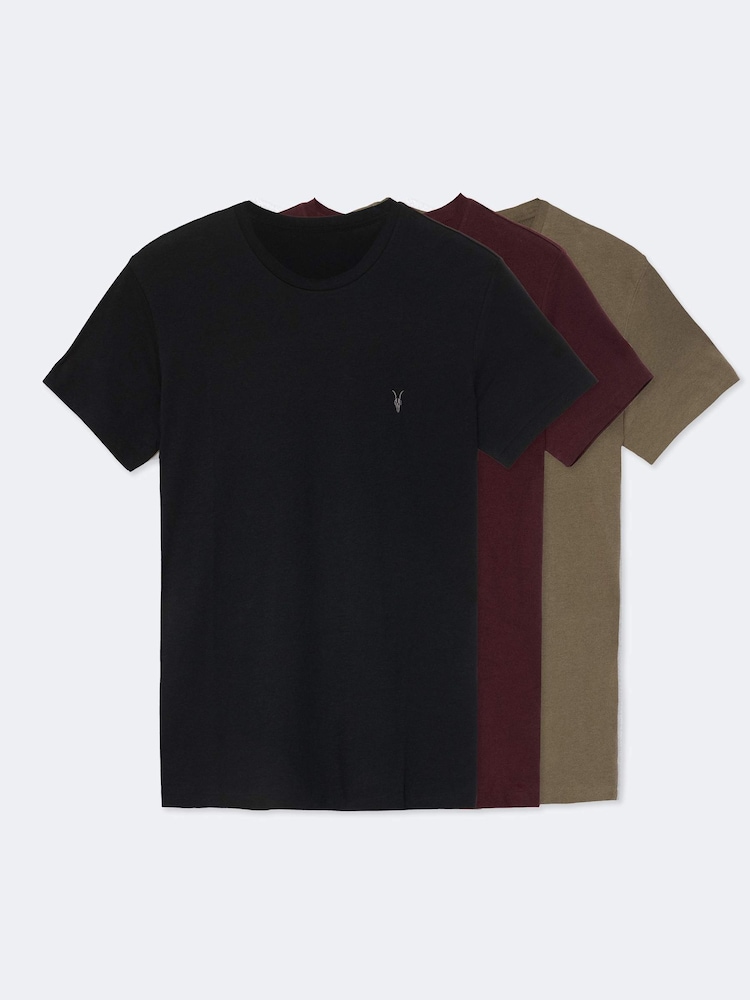 AllSaints Black Tonic Short Sleeve Crew Neck T-Shirt 3 Pack - Image 1 of 8