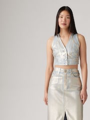 Levi's® Optical Illusion Silver Mona Denim Corset 100% Cotton Vest - Image 1 of 6