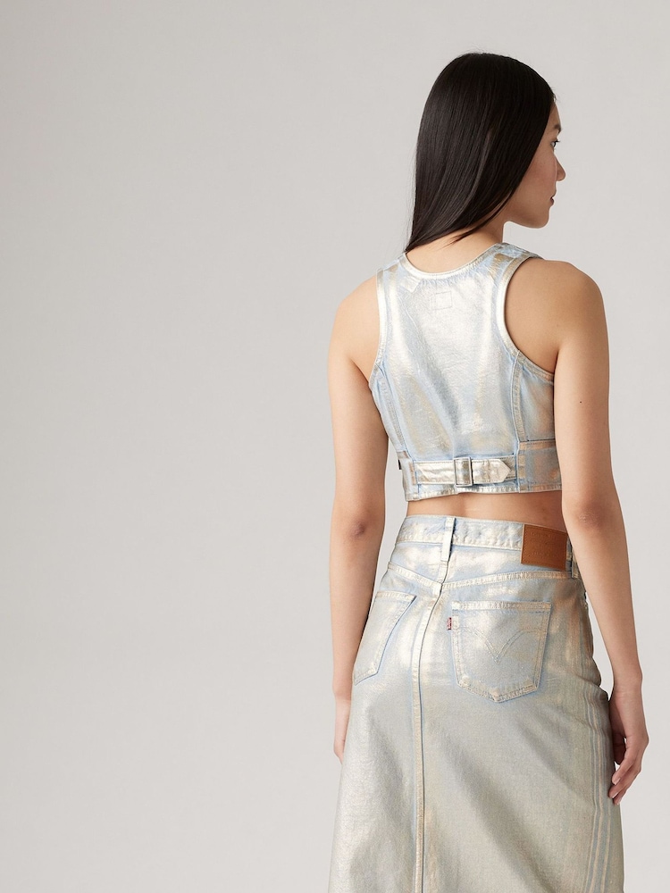 Levi's® Optical Illusion Silver Mona Denim Corset 100% Cotton Vest - Image 2 of 6